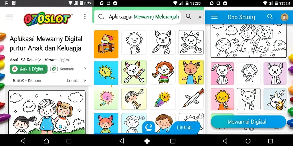 Antarmuka 070SLOT yang penuh warna dan menawan untuk anak-anak.