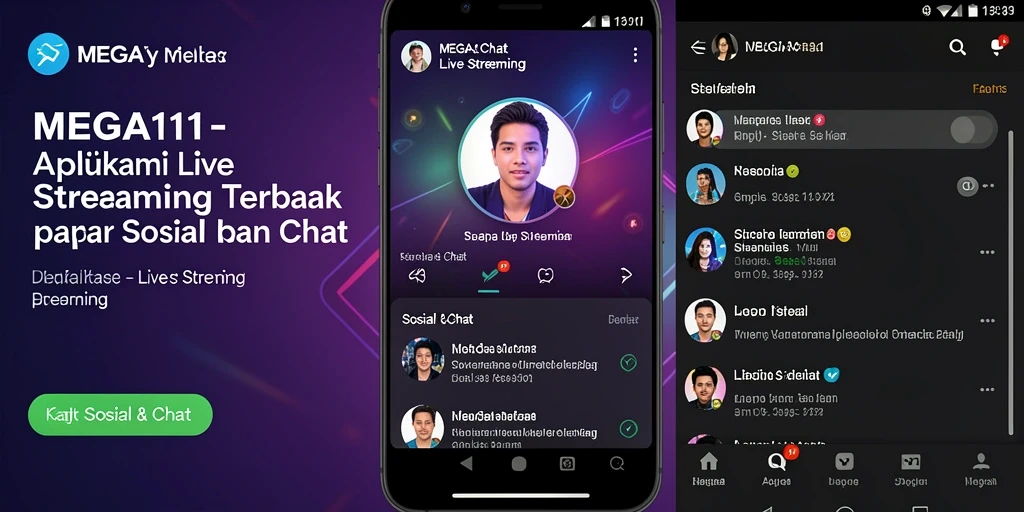 Antarmuka MEGA111 yang modern dan atraktif untuk Live Streaming.