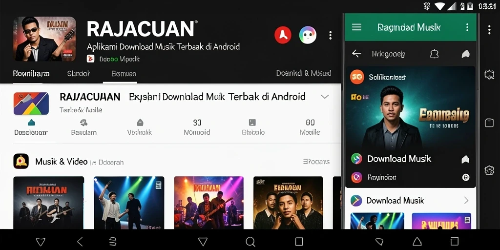 Antarmuka aplikasi RAJACUAN untuk Download Musik yang sederhana dan menarik.