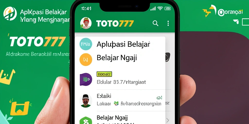 Tampilan antarmuka aplikasi TOTO777 untuk belajar ngaji.